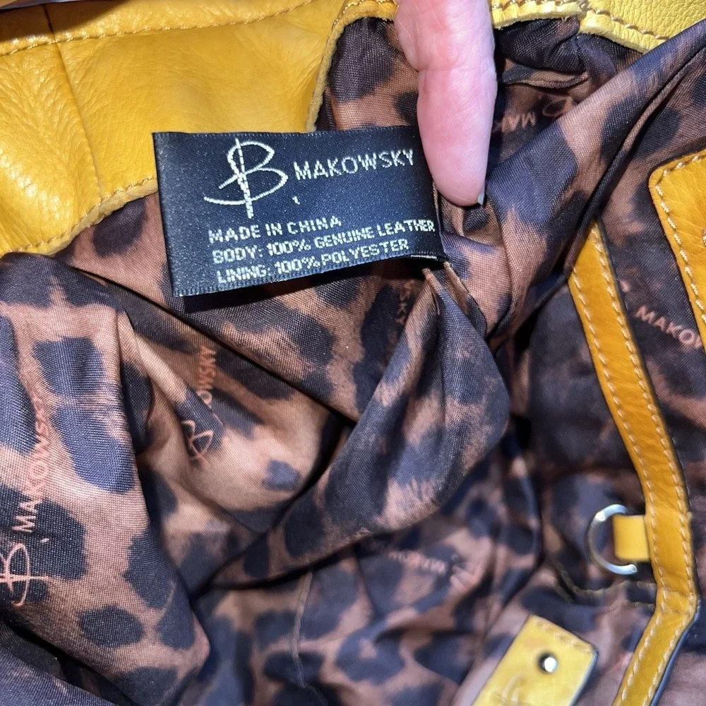 B. Makowsky Buttery Soft Genuine Leather Hobo Belted Shoulder Bag Mustard